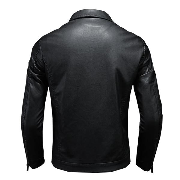 Timo™ | BIKERJACKA I LÄDER MED SKJORTKRAGE