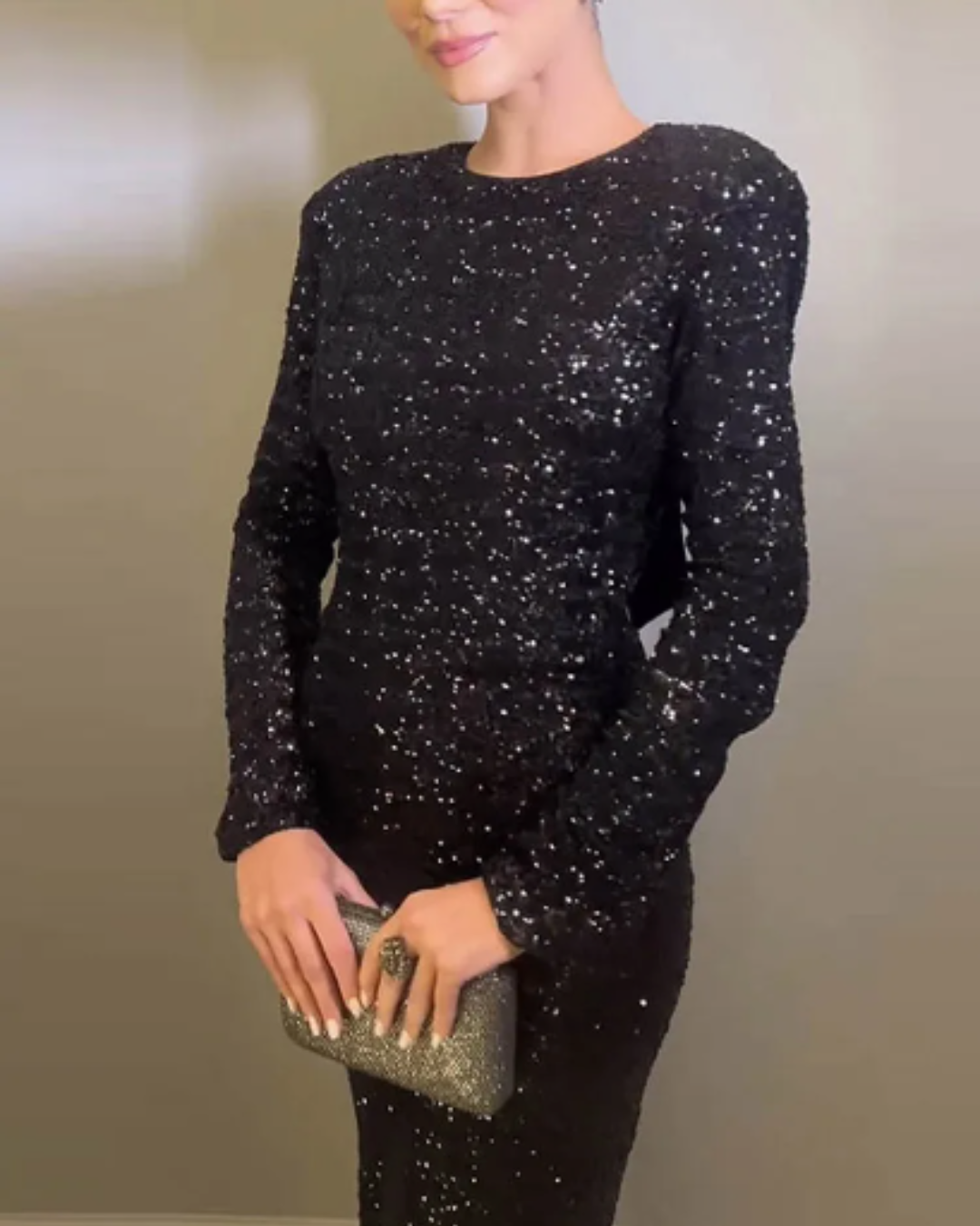 Elin™  | Paljettklänning Med Rosett