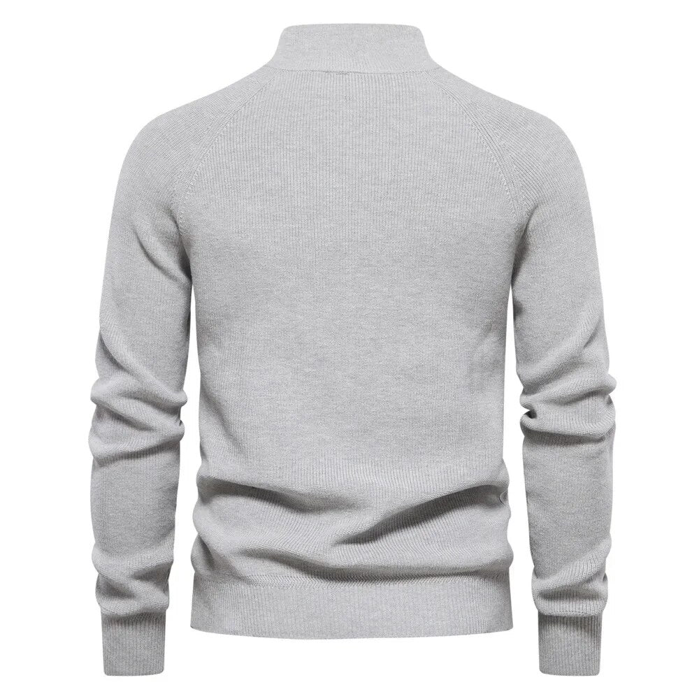 Henry™ - Ribbad Stickad Zip-Tröja i Taupe