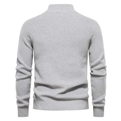 Henry™ - Ribbad Stickad Zip-Tröja i Taupe