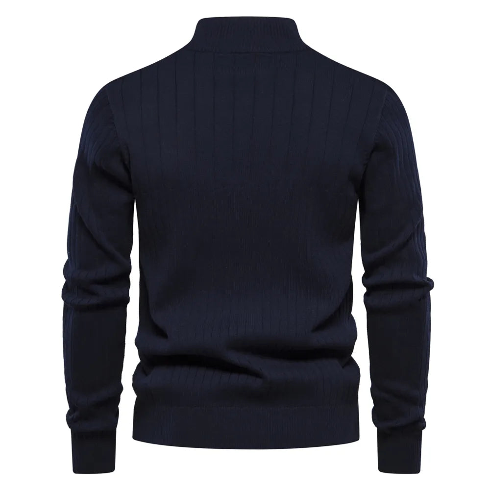 Henry™ - Ribbad Stickad Zip-Tröja i Taupe