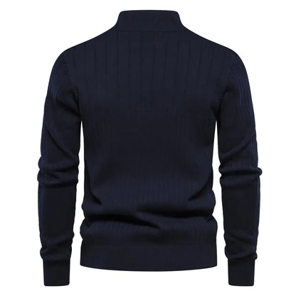 Henry™ - Ribbad Stickad Zip-Tröja i Taupe