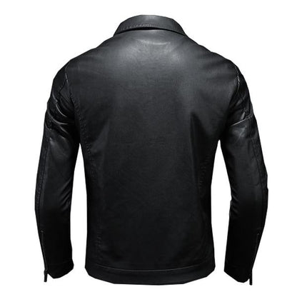 Timo™ | BIKERJACKA I LÄDER MED SKJORTKRAGE