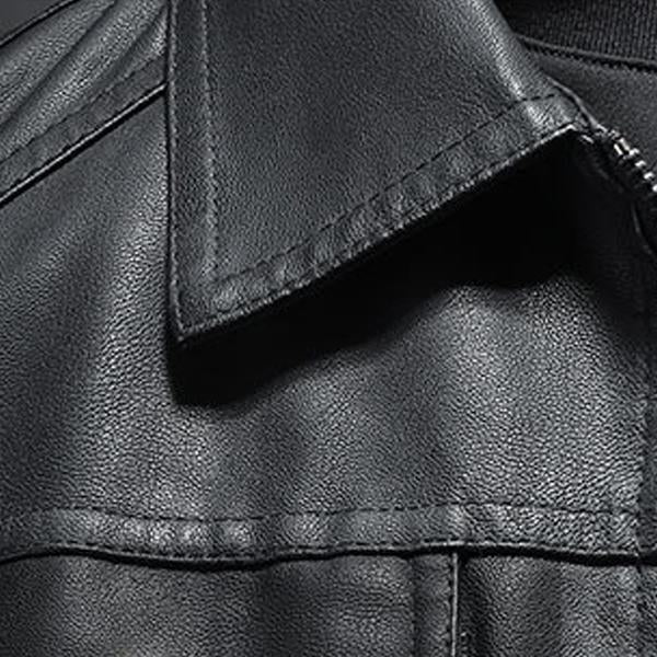 Timo™ | BIKERJACKA I LÄDER MED SKJORTKRAGE