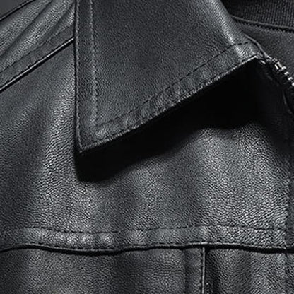 Timo™ | BIKERJACKA I LÄDER MED SKJORTKRAGE